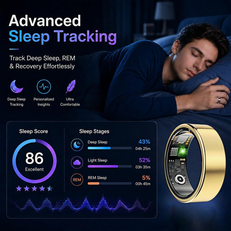 Smart Ring for Women Men, Health Fitness Ring Gen 4 with Free App No Subscription Fee, Heart Rate & Step Tracker, Stress & Sleep Monitor, IP68 Waterproof, Android/iOS Compatible (Silver,11)