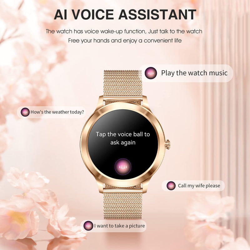 Smart Watches for Women, 1.32"HD Fitness Tracker, 24/7 Heart Rate/Sleep Tracking, 120+ Sport Modes, IP68 Waterproof, Smartwatch supports Bluetooth calls/messages, Compatible iPhone&Android, 3 Bands
