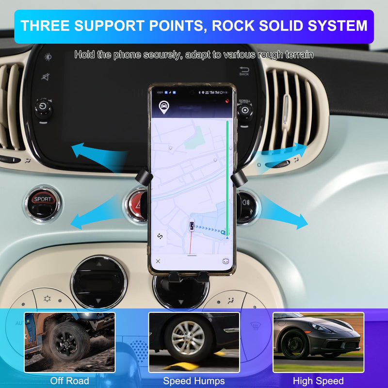 Car Center Console Cell Phone Holder Compatible with Fiat 500 2016-2023 Center Console Air Vent Under Phone Holder Adjustable 360 Rotation Vent Clip Fits for All Smartphones (Style B) Style B