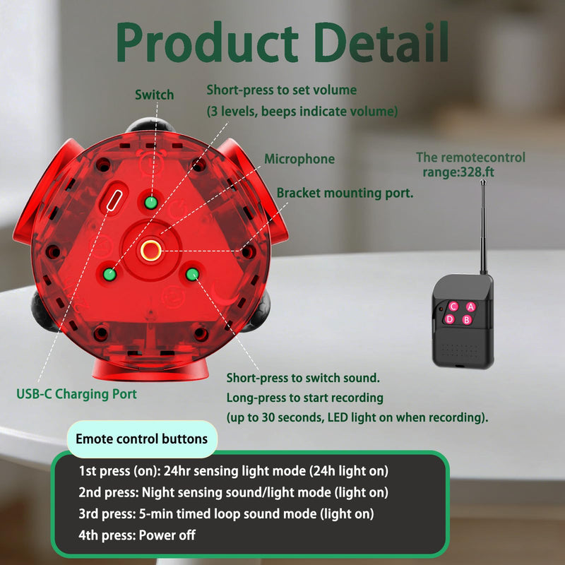 [AUSTRALIA] - Solar Outdoor Motion Sensor Alarm - 360° Detection & 3x120dB Speakers, 3 Sensors, Universal Mount & Ground Stake, IP65 Waterproof Security Alarm for Yard, Farm, Warehouse (1pack) 1pack 