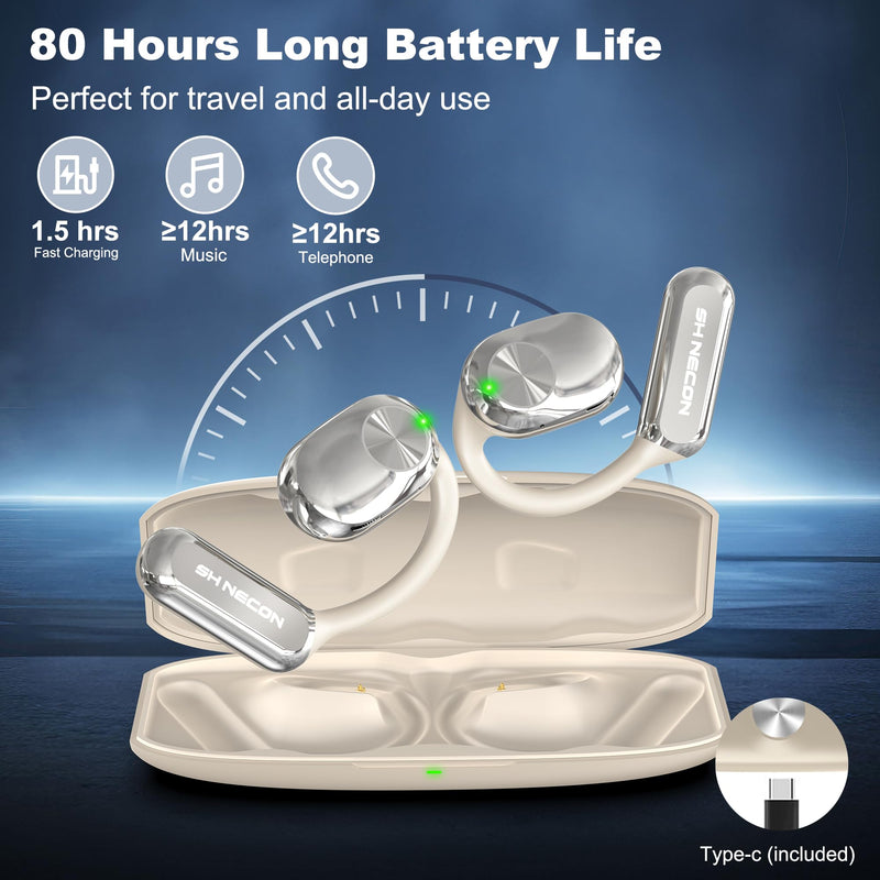 Wireless Earbuds, Language Translation Earbuds, 3-in-1 AI Real Time Translator Earbuds,Compatible with iOS & Android, Ideal for Travel, Work & Study-Silver