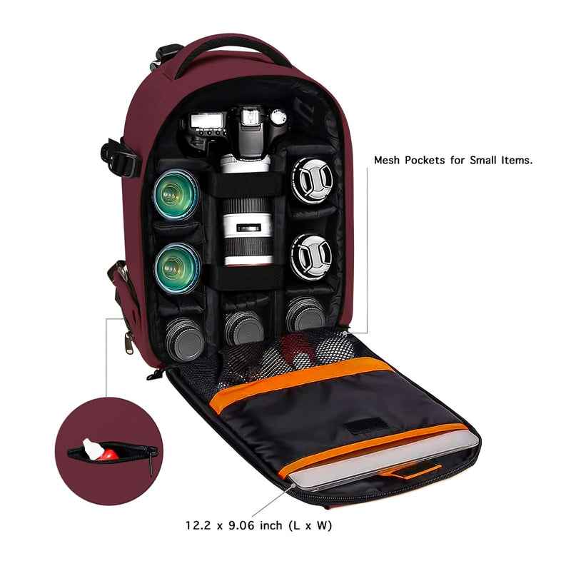 MOSISO Camera Backpack,Photography Backpack Padded Camera Bag, Wine Red | DSLR/SLR/Mirrorless Shockproof Camera Bag with Customized Modular Inserts&Tripod Holder Compatible with Canon,Nikon,Sony