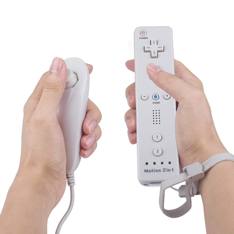 Wii Remote with Wii Motion Plus Inside | Shock Wii Nunchuk Controller | Compatible Nintendo Wii, Wii U White, 1 pack
