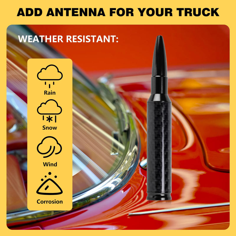 [AUSTRALIA] - Carbon Fiber Truck Antenna for Chevy Silverado 1500 2500 3500 & GMC Sierra 1999-2025,Chevy Silverado Antenna Truck Accessories,Short Car Video Antennas (5.5''-Black Carbon Fiber 50 Cal Bullet) Black 5.5 inch 