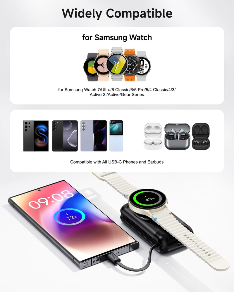 Charger Stand for Samsung Watch and 6000mAH Portable Charger for Samsung Watch and Phone