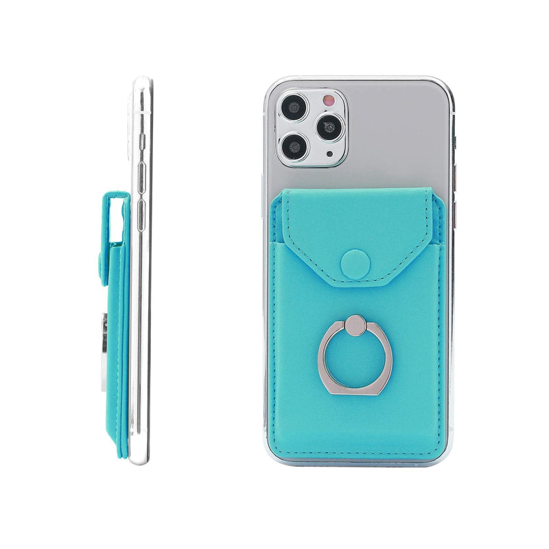 Cell Phone RFID Ring Stand Stick on Wallet for Back of Phone for iPhone Android and All Smartphones Adhesive Credit Card Holder for Cell Phone-Green Green