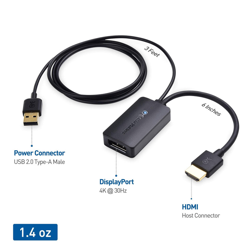 Cable Matters HDMI to DisplayPort Adapter with 4K Video Resolution Support & DisplayPort Cable (DP to DP Cable) 6 Feet