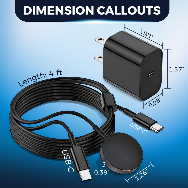 2 in 1 for Samsung Watch Charger, for Galaxy Phone Charger, 25W USB C Fast Charger Cable for Galaxy Watch 8/7/6/5/4/3/Ultra/FE/Active2 & Galaxy S25/S24/S23/S22, Magnetic Watch Charger, PD Travel Cord