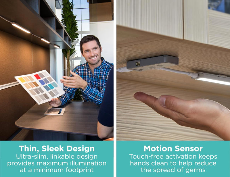 Black+Decker LED Under Cabinet Light Kit, Motion Sensor, Dimmable, Linkable, 3 Color Settings, Tool-Free, for Kitchen, Cabinets and Closets, (3) 9" Bars 9 inches 3 Bars