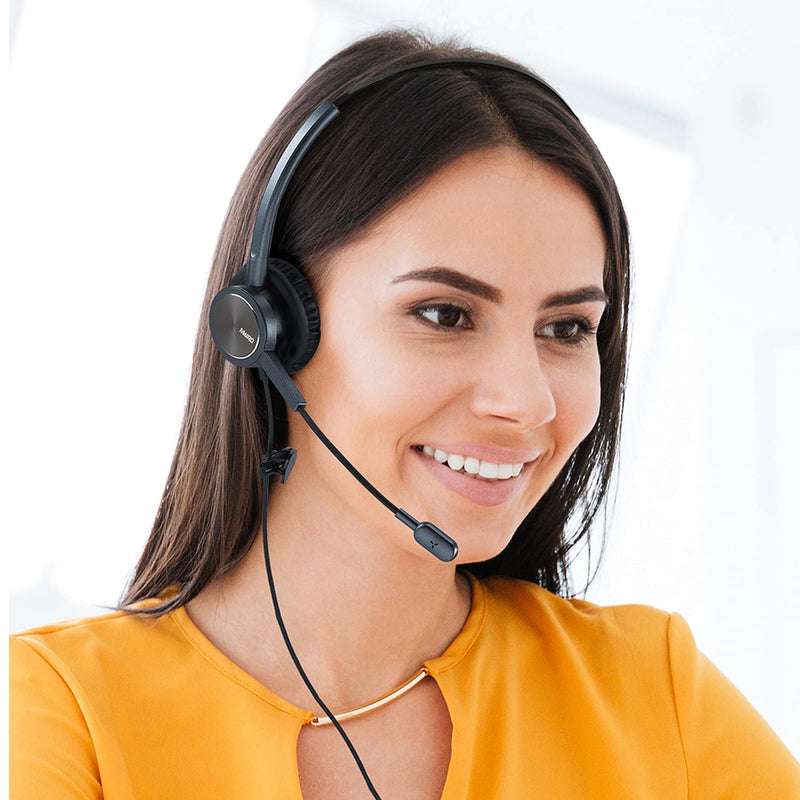 [AUSTRALIA] - MAIRDI Telephone Headset with RJ9 Jack & 3.5mm Connectors for Call Center Office Deskphone Cell Phone PC Laptop, Landline Phone Headset with Microphone Noise Canceling for Polycom Avaya Nortel Duo 