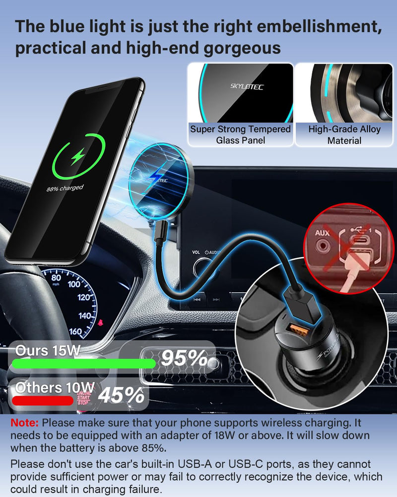 Magnetic Charger Phone Holder for Mazda CX-5 2.5 S Premium Plus 2026 | for Mazda CX 5 CX5 Cell Phone Screen Mount Accessories 15.6-inch, Magnet Wireless Charger for MagSafe & iPhone Samsung Magnetic Wireless Charger 2026 Mazda CX5 | 15.6-Inch