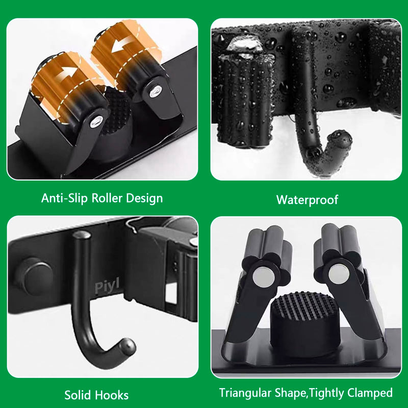 [AUSTRALIA] - ECHOBUY soporte escobas Broom Holder Wall - Set of 5 Holders + 4 Hooks, Heavy Duty Device Holder, Self-Adhesive or Can be Installed with Nails, Ideal as a Broom Holder and for Other Garden Tools 