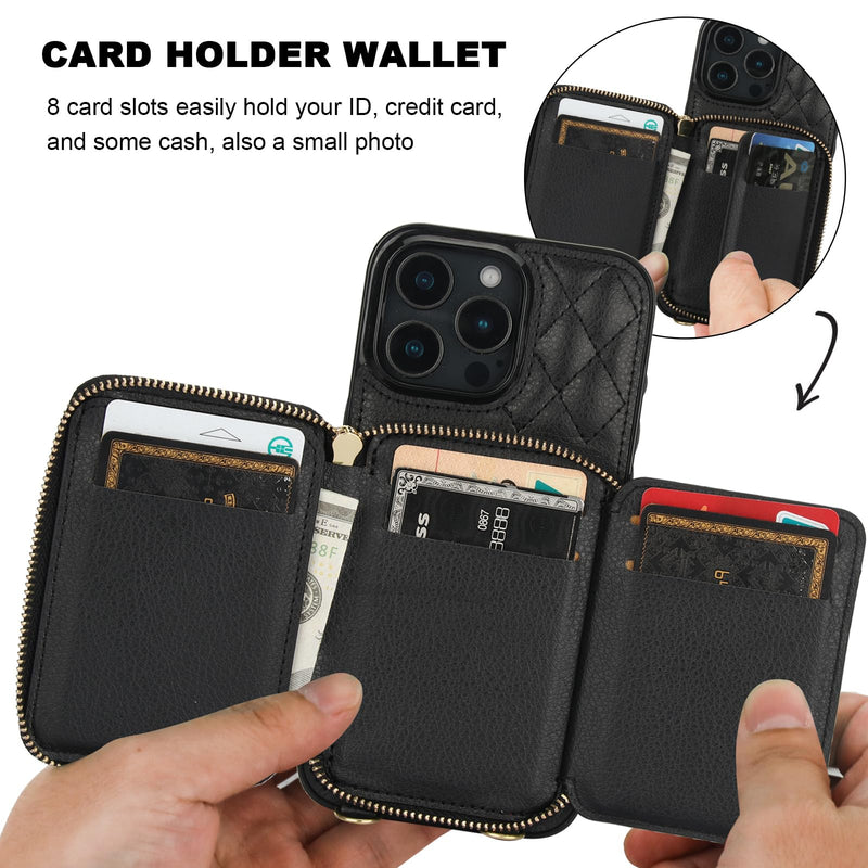 Bocasal A Stylish Crossbody Wallet Case for iPhone 16 Pro Max + A Mini Round Pouch Bag