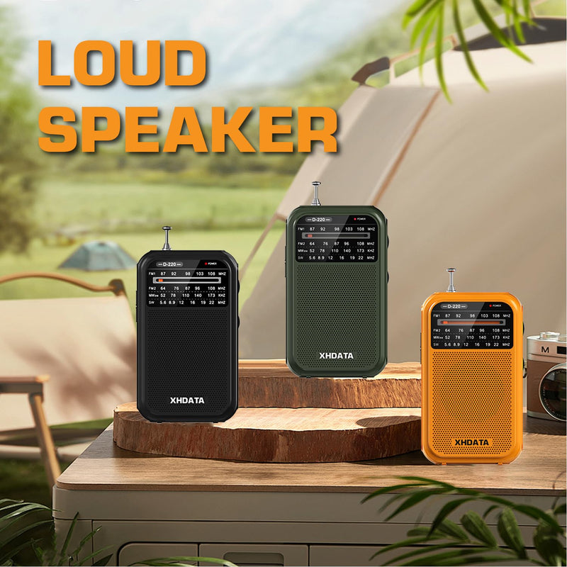 D220 Portable Radio AM FM SW Shortwave Radio Receiver Pocket Radio, 2 AA Battery Operated, Transistor Radio with Excellent Reception for Gift, Family, Elder (Orange) Orange