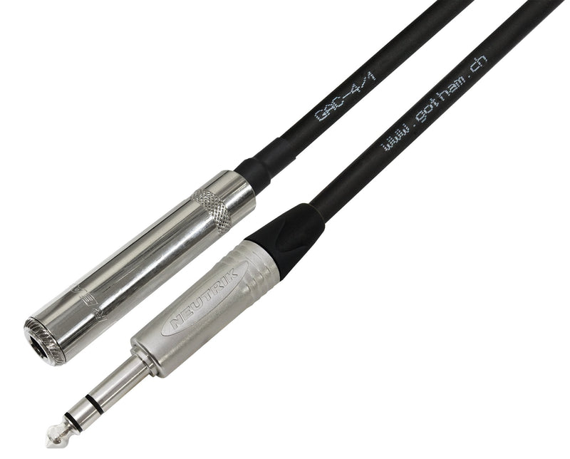 WORLDS BEST CABLES 6 Foot - Gotham GAC-4/1 Star-Quad Stereo Headphone Extension Cable & Neutrik TRS Plug to Neutrik-Rean ¼ inch 3-Pole Jack + 3.5 mm Plug to ¼ inch Jack Adapter - Custom Made