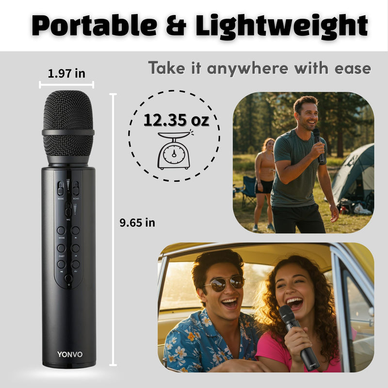 [AUSTRALIA] - Bluetooth 5.3 Wireless Karaoke Microphone, Portable Handheld Mic with 10W Speakers, Clear Vocals & Echo, Home Party Karaoke Machine, Gift for Teens & Women (Red) (Black) Black 