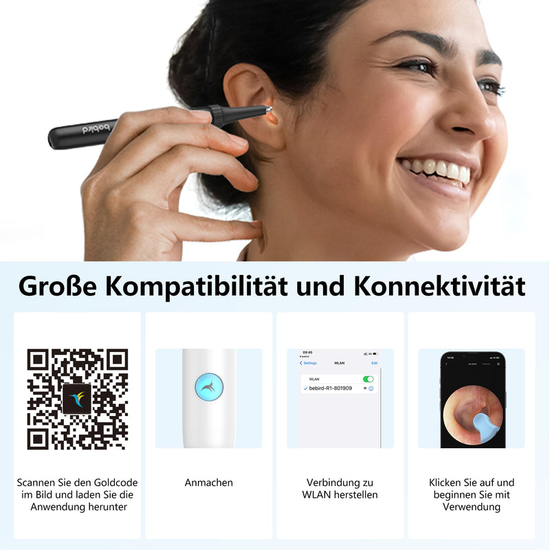 Ear Wax Remover Otoscope: 1080P WiFi Ear Cleaner Camera, IP67 Waterproof Ear Cleaner, 360° Wide Angle Ear Cleaning Camera, 3.5 mm Lens Ear Endoscope with 6 LEDs for iPhone, iPad and Android