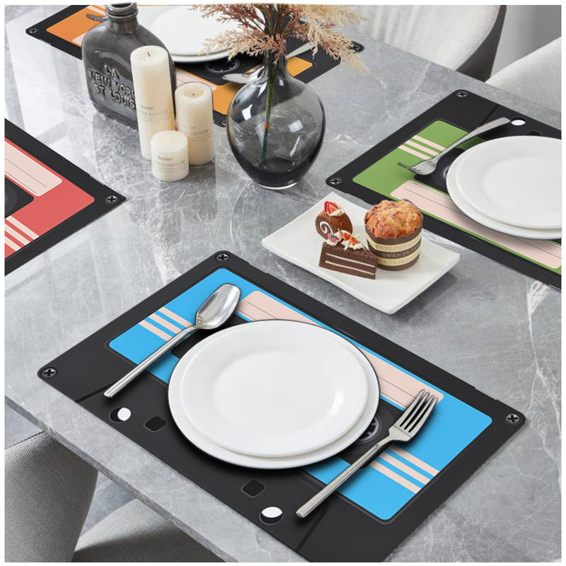 [AUSTRALIA] - 48 Pack Cassette Paper Placemats 80s Party Decorative Place Mats Cassette Hip Hop Party Table Mats for Retro 70s 80s 90s Theme Birthday Anniversary Music Party Supplies Table Decorations 