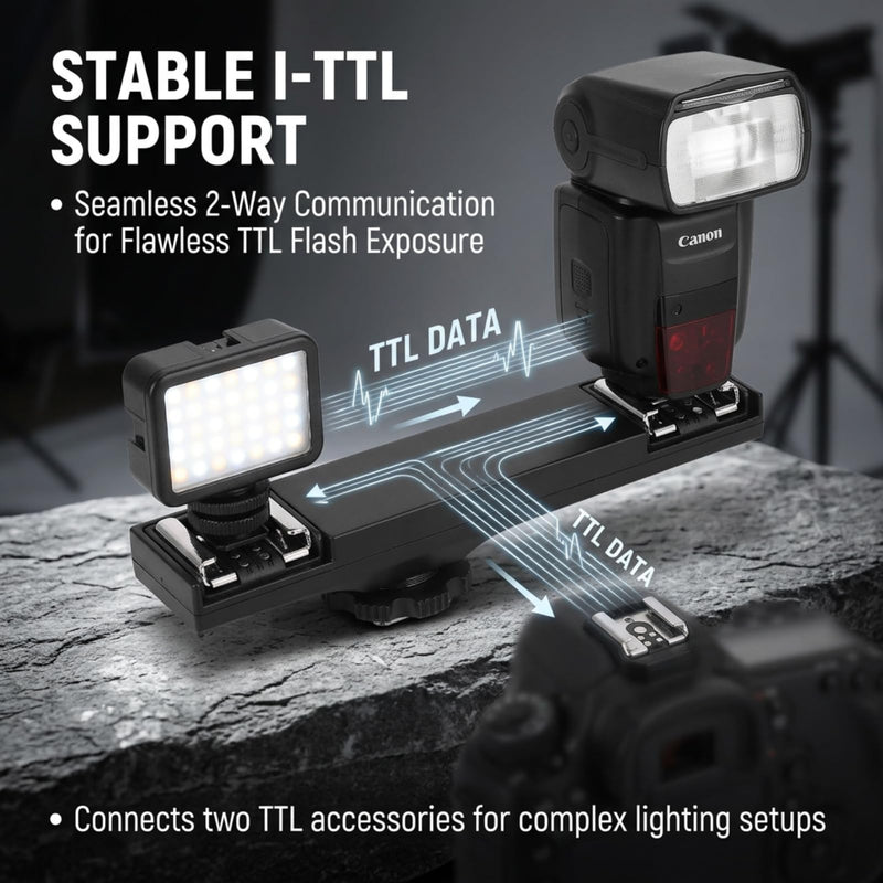 [AUSTRALIA] - Dual Hot Shoe Splitter Camera Shoe Mounts, Dual Hot Shoe Flash Speedlite Light Bracket for SLR Camera Camcorder, Extension Bar Mount Cold Shoe Extension Bracket (for Canon) For Canon 