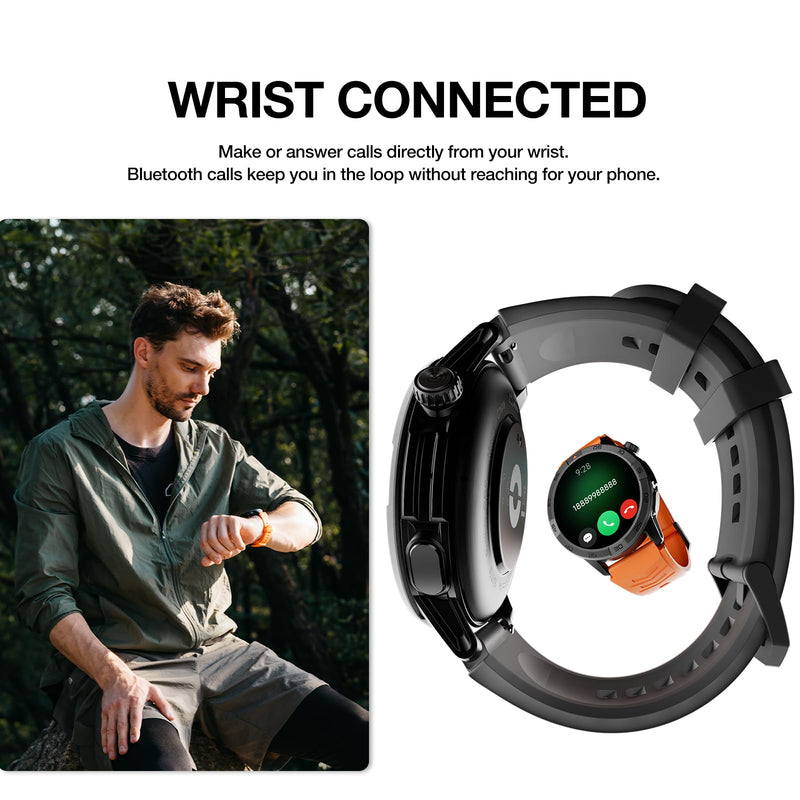 AGM Legion Pro Rugged Smart Watch, 1.43in AMOLED Display(60Hz, 600Nits), Shockproof & Drop-proof, 50M Waterproof, 100+ Sports Modes, Advanced Health Tracking, Bluetooth Calling, Compass & Built-in GPS