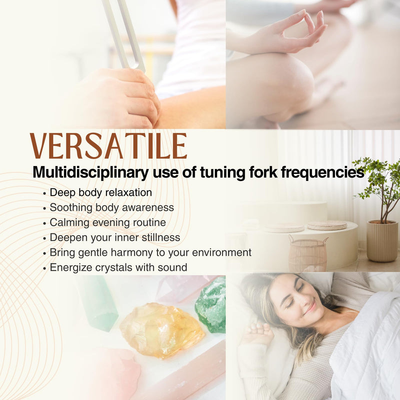 [AUSTRALIA] - Tuning Forks for Healing Set – 128 Hz, 136.1 Hz, 256 Hz, 384 Hz Sound Healing Instruments with Bamboo Display Tray and User Guide for Sound Therapy, Meditation, Chakra Healing & Sound Bath Rituals 