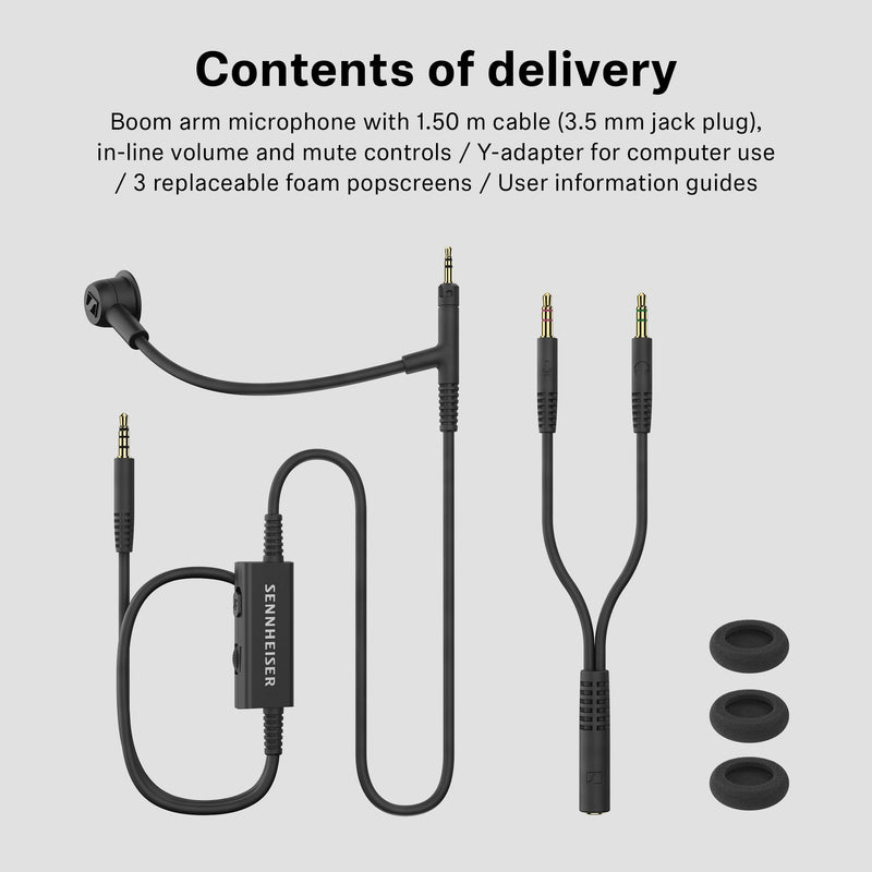Sennheiser HD 500 BAM, Plug-in Boom Arm Mic for Gaming, Volume Controls