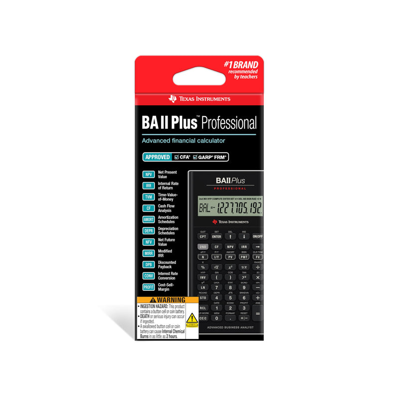 BA II Plus Professional Financial Calculator Texas Instruments | Advanced financial calculator; Powerful computation functions