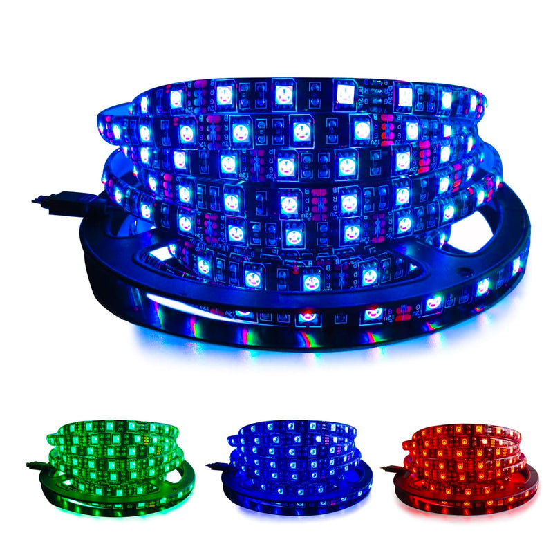 5M Black PCB 5050 RGB LED Strip Waterproof IP65 300 SMD Black PCB Board DC 12V Flexible Light RGB (Red, Green, Blue)
