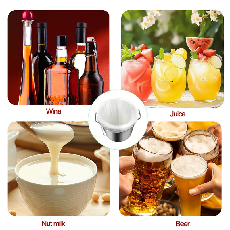 Firavggu Pack of 3 Filter Bags Strainer Bags 200 Micro Press Bags 20 x 30 cm / 30 x 45 cm Brew Bag Nylon Hop Filter Beer White Press Bag Filter Cloth Squeezing Cloth Nut Milk Bag for Fruit Press Wine 200 Micro/ 20*30cm/30*45cm