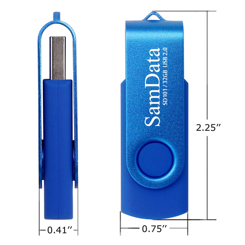 SamData 32GB USB Flash Drives 2 Pack 32GB Thumb Drives Memory Stick Jump Drive with LED Light for Storage and Backup (2 Colors: Black Blue) Blue Black 32GB*2