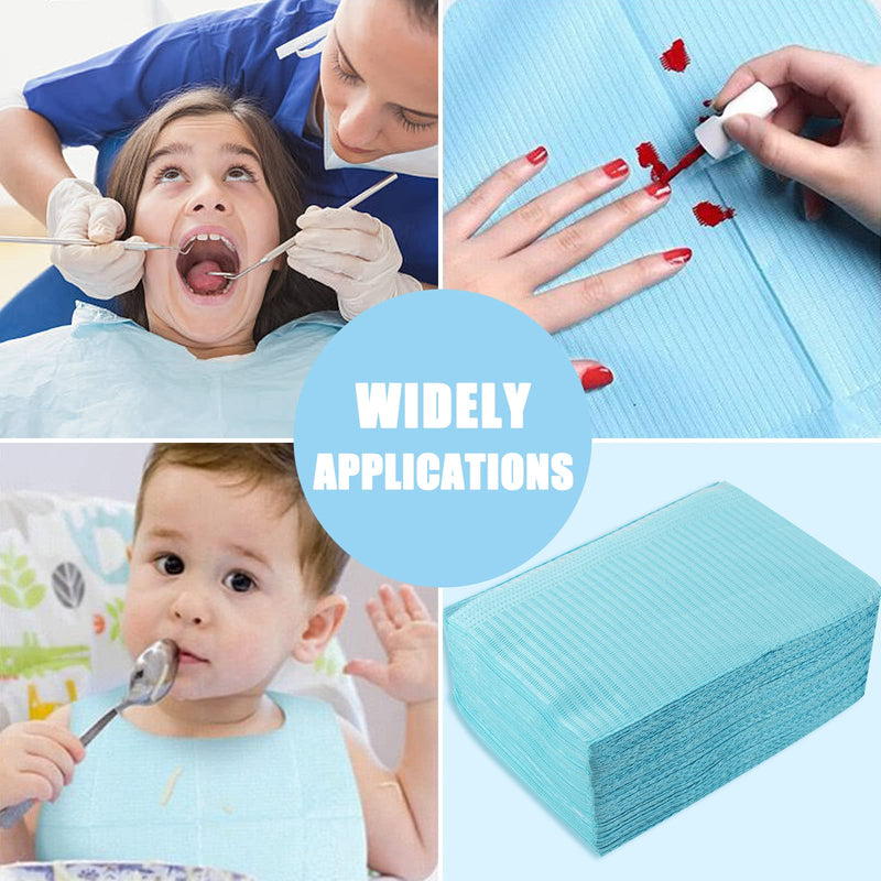 Rayyl Dental Bibs Blue Pack of 50 Disposable Waterproof Tattoo Bibs Tattoo Tablecloths Clean Pad Clean Tattoo Tray Tattoo Accessories Blue-50pcs