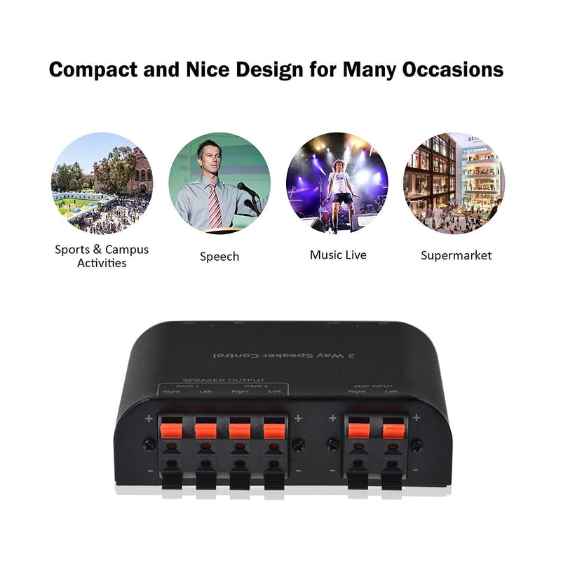 [AUSTRALIA] - A ADWITS 2-Channel Speaker Switcher Selector Box with Terminal Claps 150W RMS per Channel, Black 2-ZONE SPEAKER SWITCH 