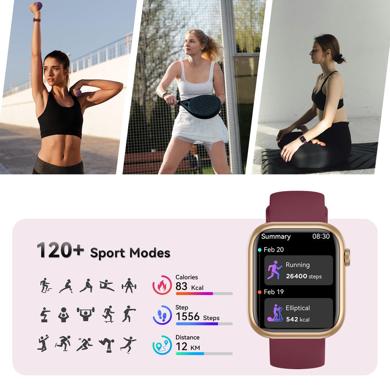 Smart Watch for Men Women(Answer/Make Call), 1.83" Fitness Watch with Heart Rate/Blood Pressure/Blood Oxygen, Pedometer, Sleep Tracker,120+ Sport Modes, IP68 Waterproof Fitness Tracker for Android iOS Red