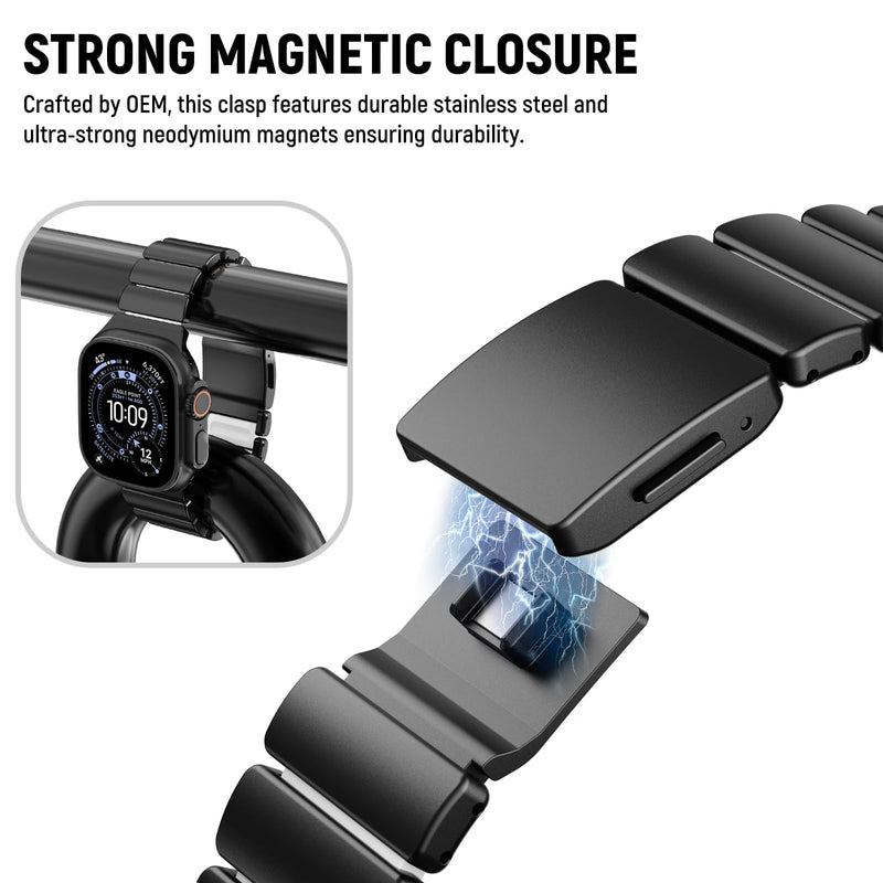 KADES Grade 2 Titanium Silicone Magnetic Band for Apple Watch Ultra 3 2 1 | Secure Clasp, Lightweight, Adjuatable, Dual-Layer Link, for Apple Watch 49mm Series 4-11 SE 46mm/45mm/44mm for Men Black-White (Glow in Dark Blue) 49/46/45/44/42mm(Series 3 2 1)