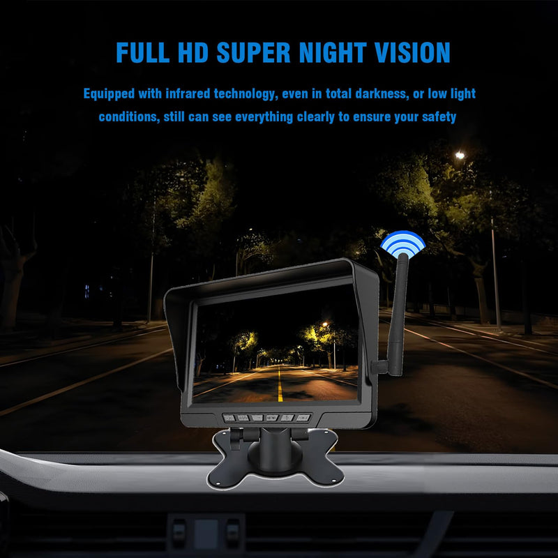 Magnetic Solar Wireless Backup Camera: Suitable for 5"/7"/10" DVR Portable Scratch-Proof Truck Trailer Hitch Rear View Camera Rechargeable 1080P RV Camper（Attention: Purchased Separately Cannot use）