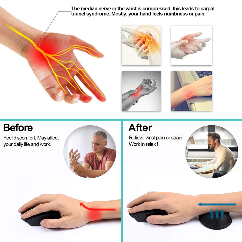 Vankey Soft Memory Foam Mouse Wrist Rest Support, Cool Ergonomic Hand Rest Support for Computer, Laptop, Office, PC Gaming - Massage Holes Design - Easy Typing Wrist Pain Relief and Repair Black