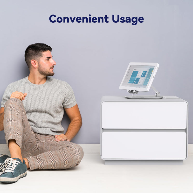 Elevated Stand for Echo Hub, Rotatable Tilt Stand for Alexa Hub, Echo Hub Table Stand, Aluminum Stand Holder for Echo Hub, No Need Mounting Silver