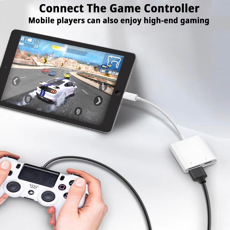 [AUSTRALIA] - [Apple MFi Certified] Lightning to USB Camera Adapter with Charging Port, Portable USB 3.0 Female OTG Cable for iPad to Connect Card Reader USB Flash Drive, Compatible for iPhone iPad white 