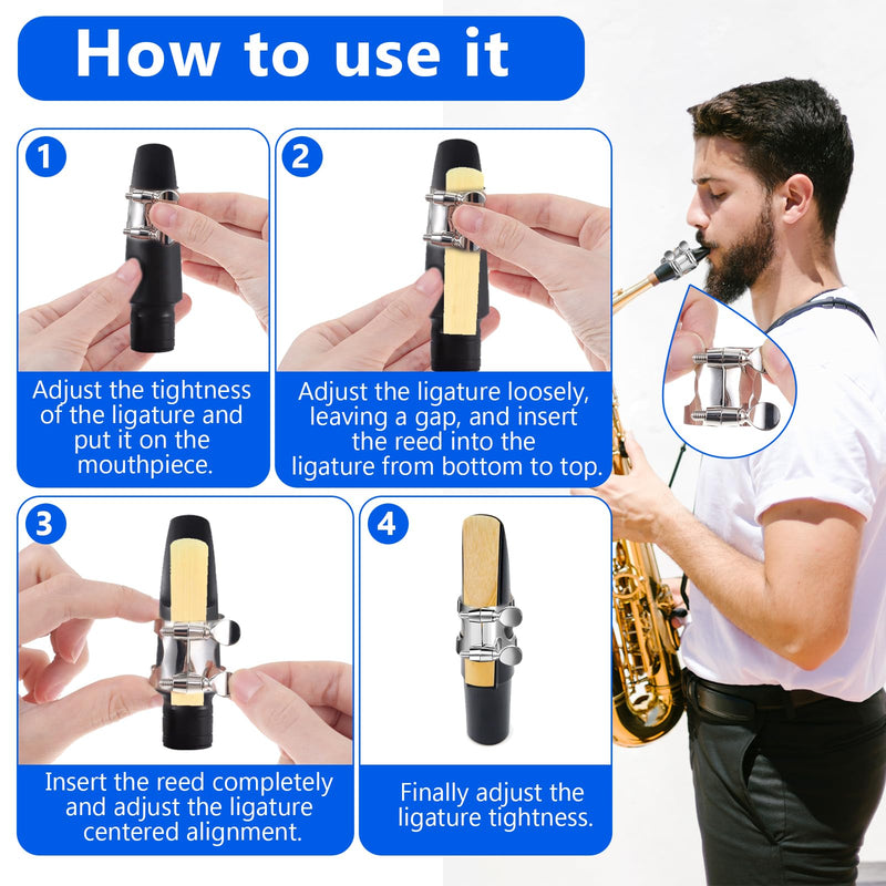 Clarinet Ligature, Bb Clarinet Mouthpiece Ligature Silver Clarinet Ligature B Flat with Adjustable Screws for Clarinet Mouthpiece Woodwinds Instrument