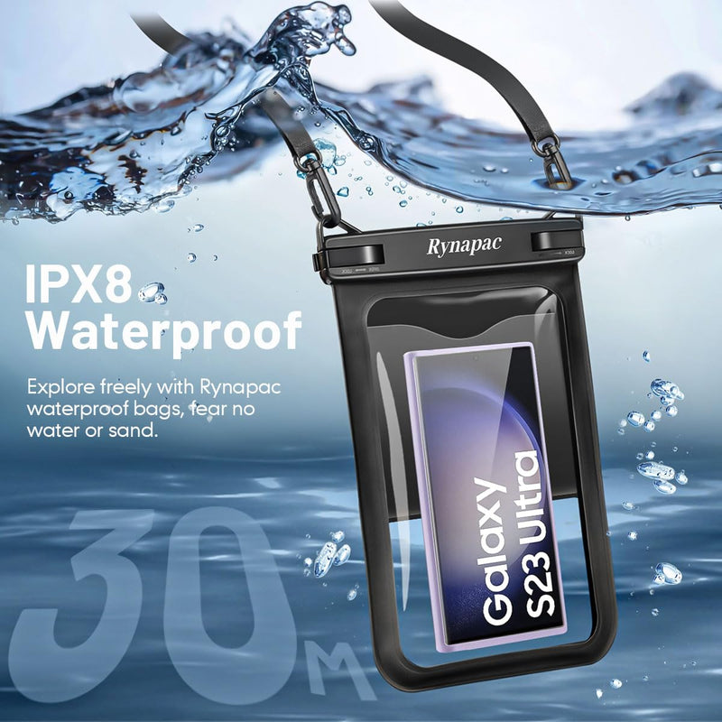 [Up to 10"] Large Waterproof Phone Pouch Bag - 2Pack Waterproof Phone Case for iPhone 15 Pro Max 14 13 12 Galaxy S23 S22 S21, IPX8 Cell Phone Water Protector Pouch Beach Essentials Vacation Must Haves Extra Large [10-inch]