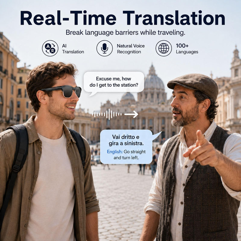 AI Smart Glasses with Camera,Photo Capture &4k Video Recording Glasses,Real-Time Translation, Open-Ear Audio, Object Recognition, Camera Sunglasses Chatgpt AI Assistant