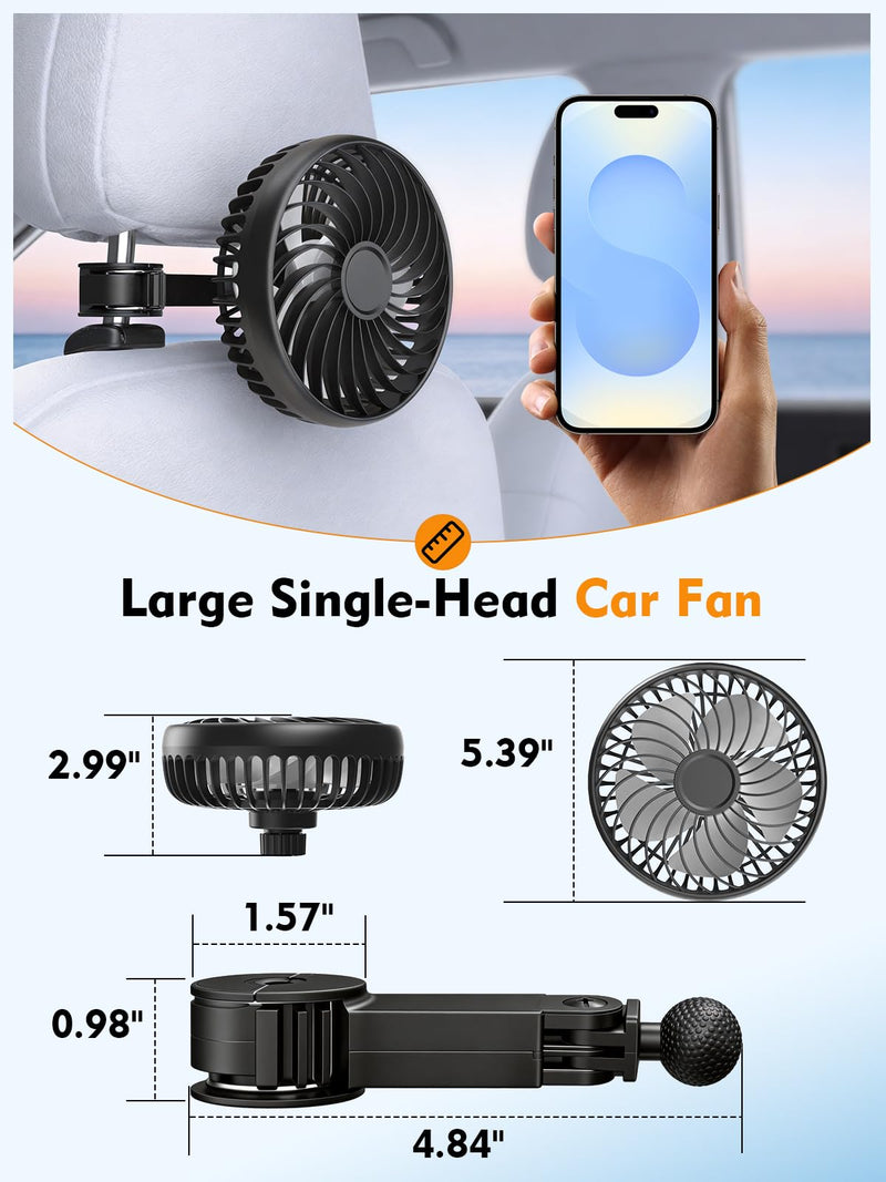 Hayousui Dual Head Car Fan and USB Car Fans for Backseat