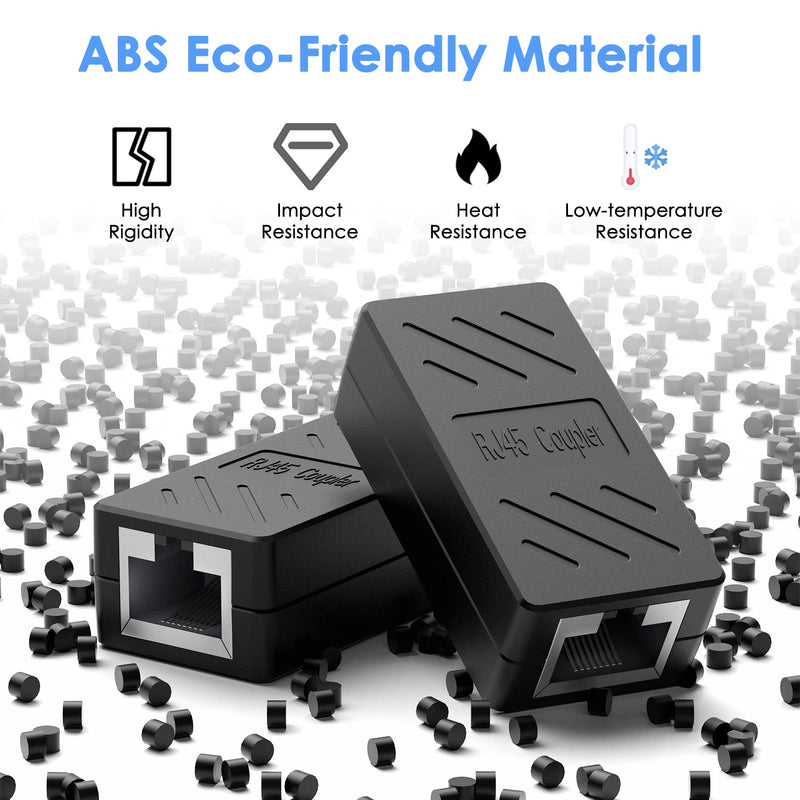 Dingsun RJ45 Coupler, Ethernet Extender Female to Female Ethernet Coupler for Cat7/ Cat6/ Cat5/ Cat5e(50Pack, Black) 50Pack