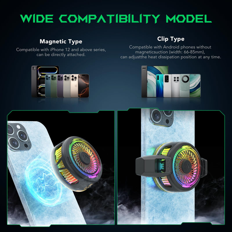 Black Shark FunCooler 5 Magnetic Cell Phone Cooler for Gaming, Portable Mobile Phone Cooling Fan with RGB Light, Cellphone Radiator for iPhone Magnetic Series/Android/Tablet/iPad (Black) FunCooler 5 Black