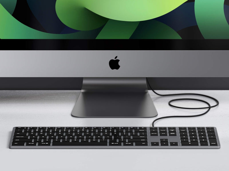 Satechi Slim W3 Wired Backlit Keyboard with Numeric Keypad – Illuminated Keys & Built-in USB-C Connection – Compatible with 2021 MacBook Pro M1 Pro & Max, 2021 iMac, 2020 Mac Mini, 2020 MacBook Air