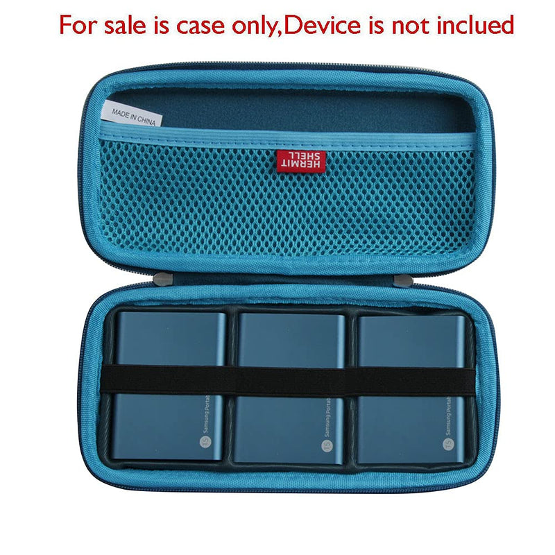 Hermitshell Hard Travel Case for Samsung T5 Portable SSD 250GB 500GB 1TB 2TB USB 3.1 External Solid State Drive (Case for 3 Hard Drives, Dark Blue) Case for 3 hard drives