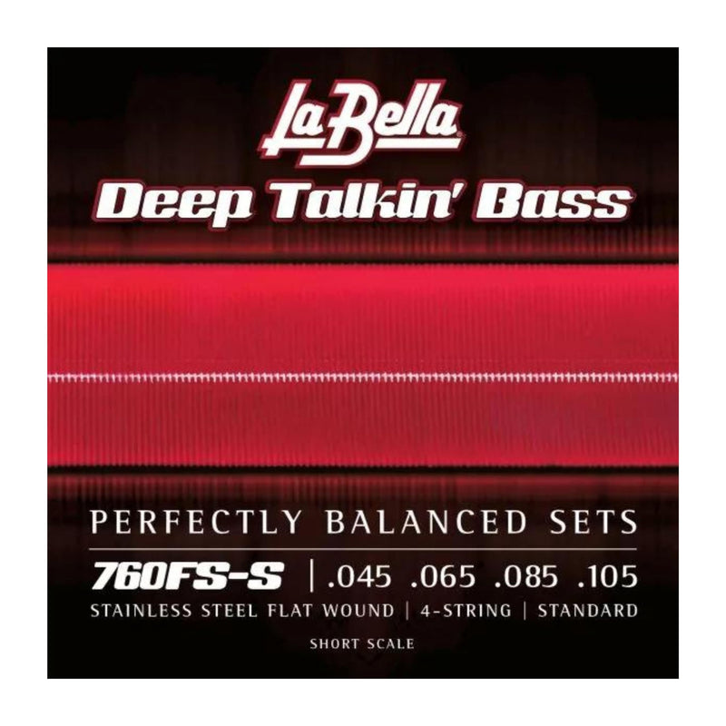 La Bella 760FS-S Deep Talkin' Stainless Steel Flat Wound - Standard Short Scale Bass Guitar Strings 45-105 Talkin Bass Flats-Standard 45-105, Short Scale