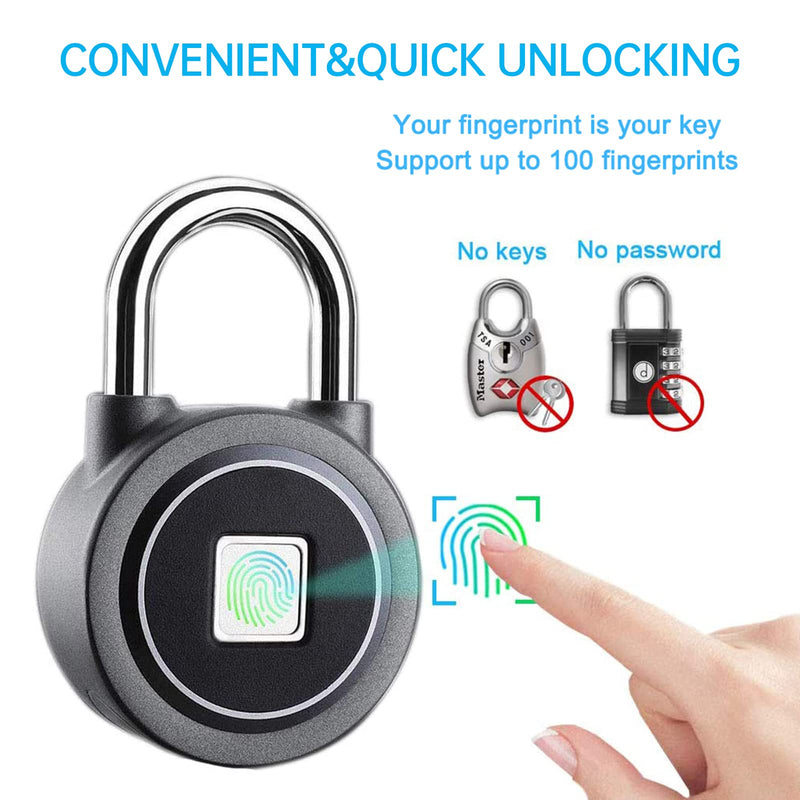 Fingerprint Padlock, Bluetooth Lock, Mobile APP, MEGAFEIS Smart Padlock with Keyless Biometric, Water Resistant, Suitable for Gym, Sports, Bike, School, Locker and Storage(Grey) Gray