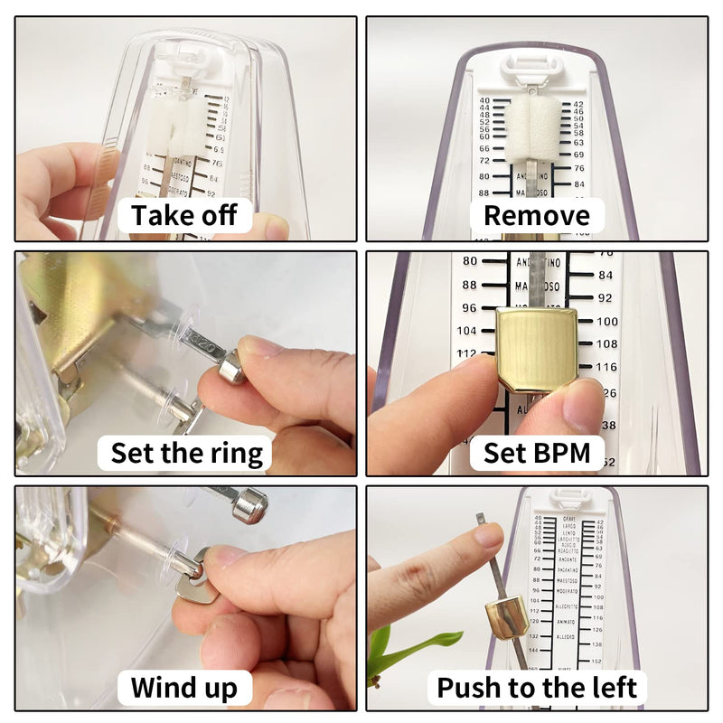 [AUSTRALIA] - SiliPacks Mechanical Music Metronome Elegant Design Music Timer for Drums Piano Bass Violin Guitar Track Tempo and Beat Instrument (Transparent) Transparent 