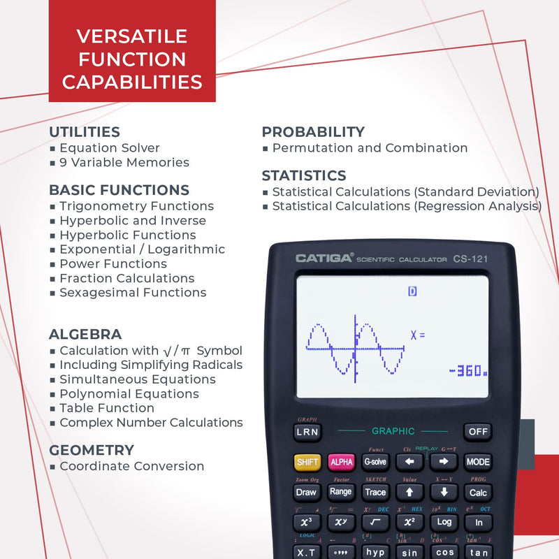 CATIGA Scientific Calculators with Graphic Functions, Graphing Calculators with Multiple Modes, Scientific Calculators for Students, High School or College Courses, 2 Pack, CS-121